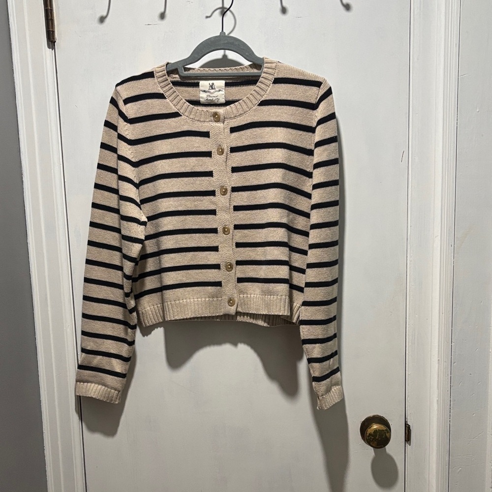 DENIMIST stripe crewneck cardigan cotton blend size XL